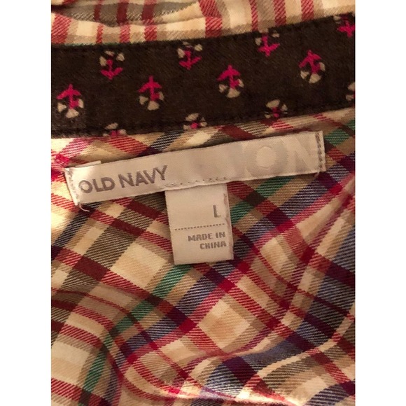Colorful Old Navy Plaid Shirt sz LG - Picture 6 of 7